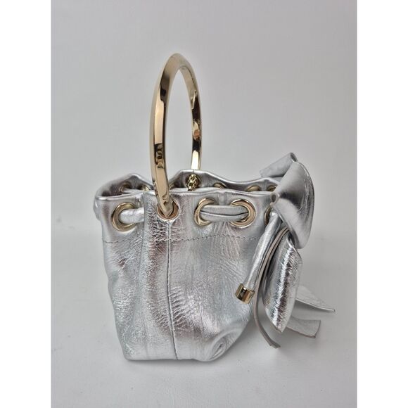 Jimmy Choo Metallic Silver Micro Bon Bon Top Handle Bag - Picture 5 of 12